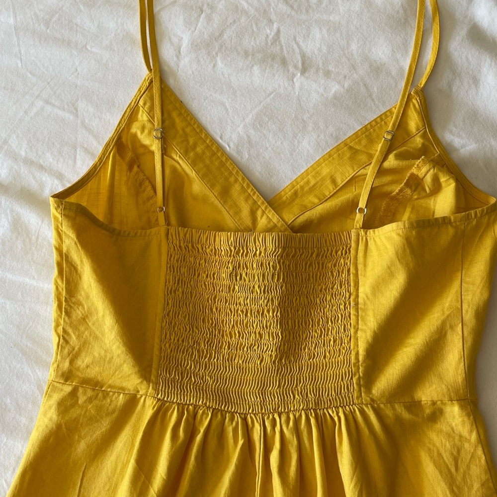Express Asymmetrical Button Front Midi Dress | Small | Yellow - Picture 4 of 6